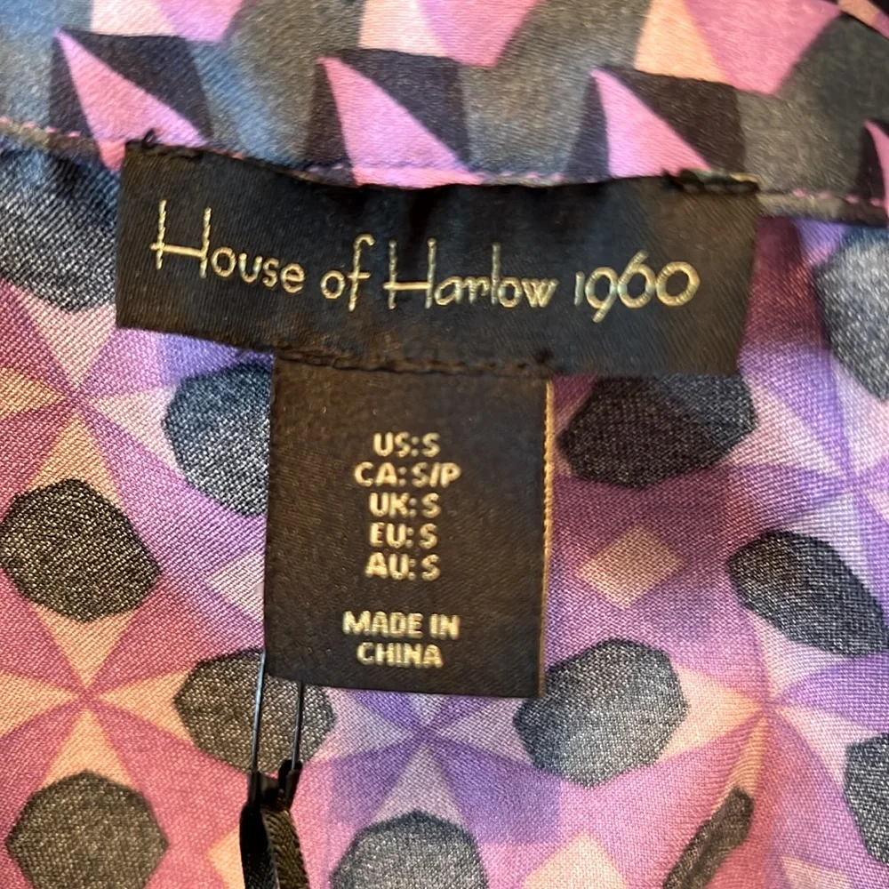 House of Harlow 1960 Size S NWT Purple Blue Long Sleeve Crop Blouse (0181) - Picture 5 of 10